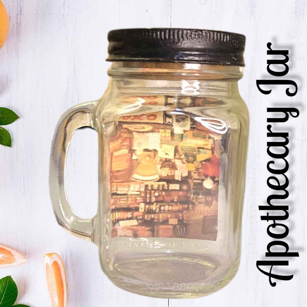 Vtg County Fair Drinking Clear Glass Rooster Wheat Lidded Apothecary Jar
